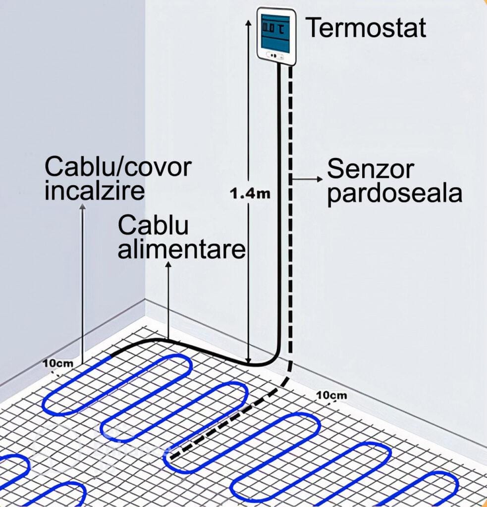 incalzire electrica in pardoseala covor cablu electric